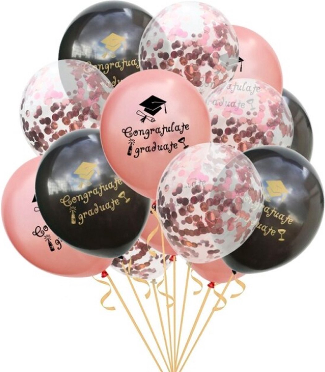 ProductGoods - 15x Diploma Uitreiking Ballonnen - Feest - Ballonnen - Ballonnen Afgestudeerd - Diploma Uitreiking - Afgestudeerd Feestje - Roségoud