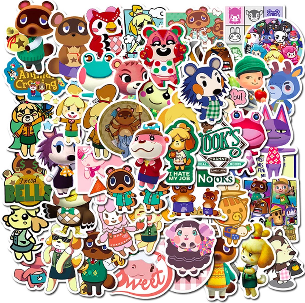 ProductGoods - 50 Stuks Animal Crossing Stickers - Muur Decoratie - Koffer Decoratie - Laptop Decoratie - Koelkast Decoratie - Stickervellen - Animal Crossing Stickers