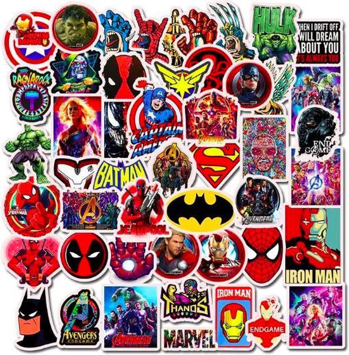 ProductGoods - 50 Stuks Avengers Stickers - Muur Decoratie - Koffer Decoratie - Laptop Decoratie - Koelkast Decoratie - Stickervellen - Avengers