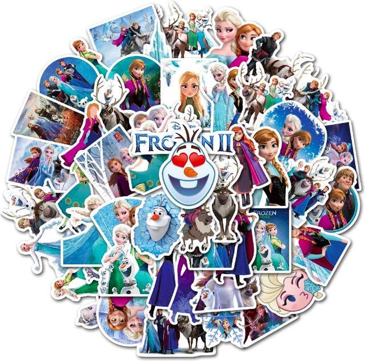 ProductGoods - 50 Stuks Frozen Stickers - Muur Decoratie - Koffer Decoratie - Laptop Decoratie - Koelkast Decoratie - Stickervellen - Frozen