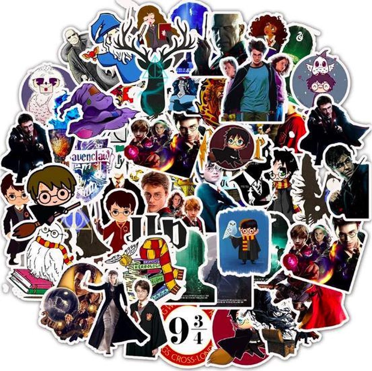 ProductGoods - 50 Stuks Harry Potter Stickers - Muur Decoratie - Koffer Decoratie - Laptop Decoratie - Koelkast Decoratie - Stickervellen - Harry Potter Stickers