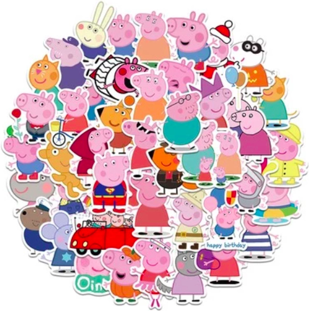 ProductGoods - 50 Stuks PeppaPig Stickers - Muur Decoratie - Koffer Decoratie - Laptop Decoratie - Koelkast Decoratie - Stickervellen - PeppaPig Stickers