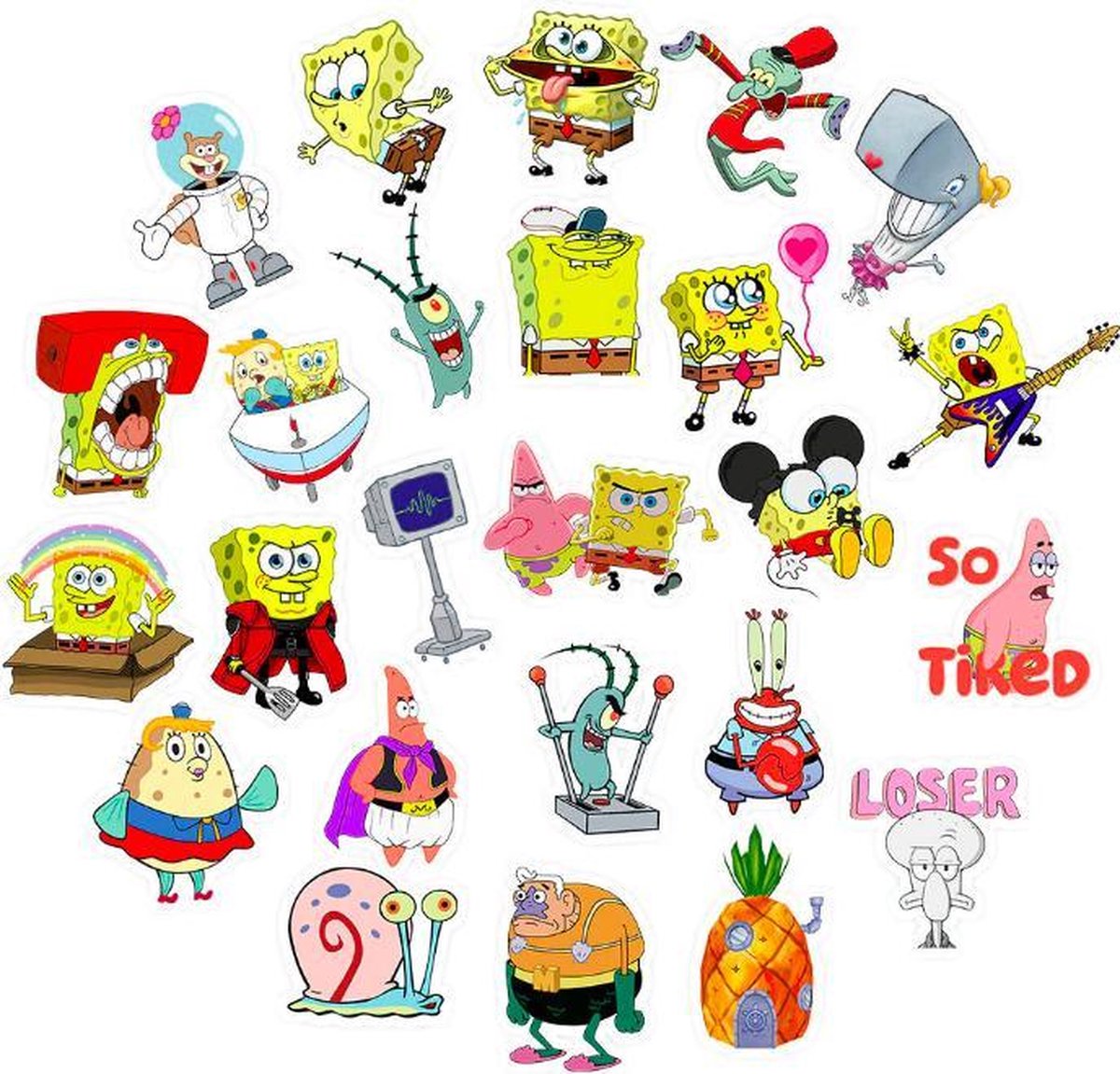 ProductGoods - 50 Stuks SpongeBob Stickers  - Muur Decoratie - Koffer Decoratie - Laptop Decoratie - Koelkast Decoratie - Stickervellen - SpongeBob SquarePants