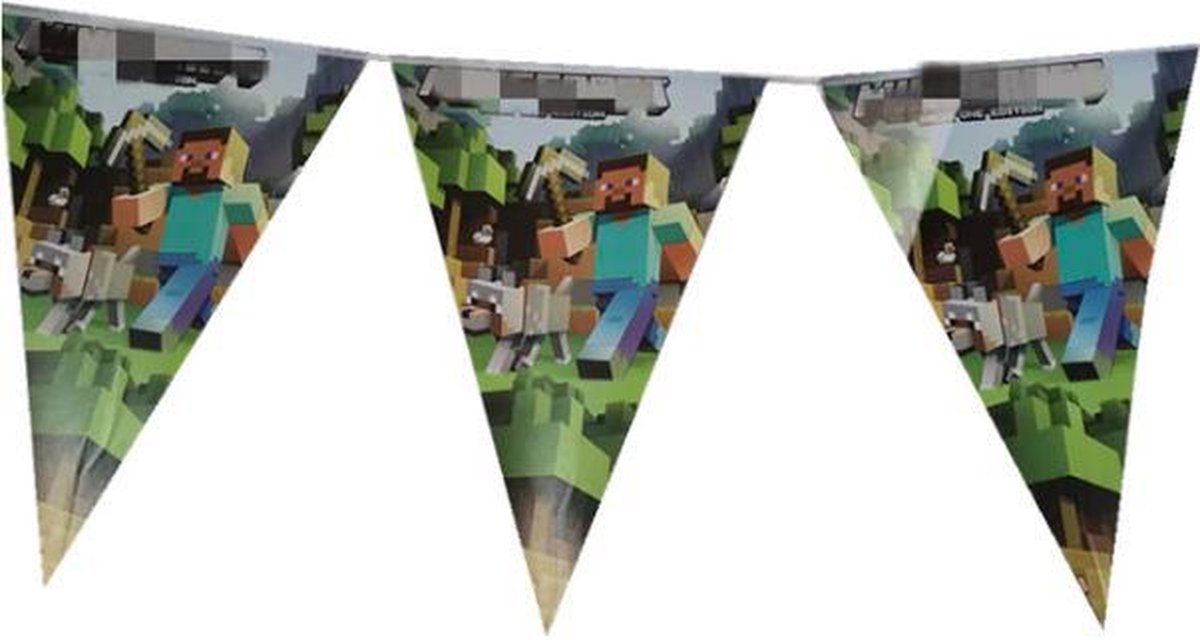 ProductGoods - Minecraft slinger - Minecraft vlaggenlijn versiering 2,3 meter - Feestdecoratie - 10 vlaggen - Kinderfeestje Decoratie - Minecraft