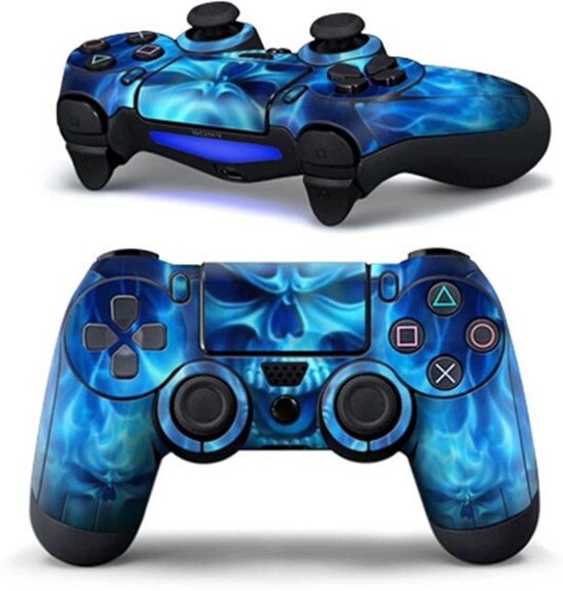 Controller sticker skin - Blue Skull - PS4