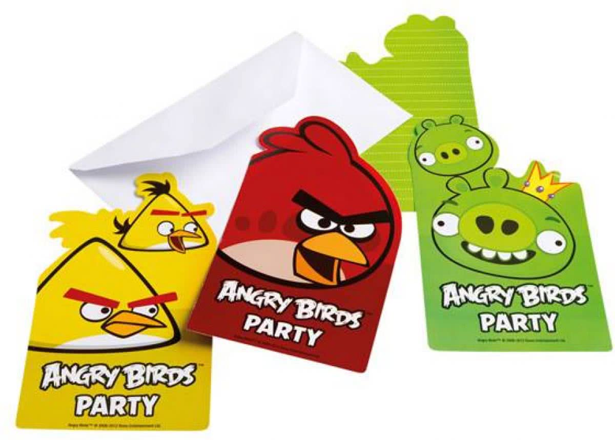 Angry Birds Uitnodigingen Versiering 6 stuks