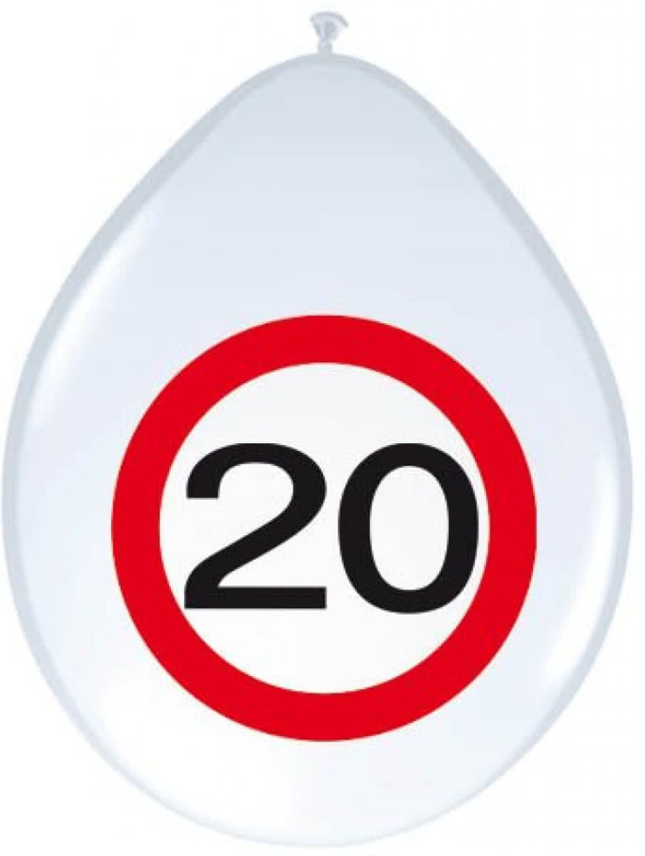 Ballonnen 20 Jaar Verkeersbord 30cm 8 stuks