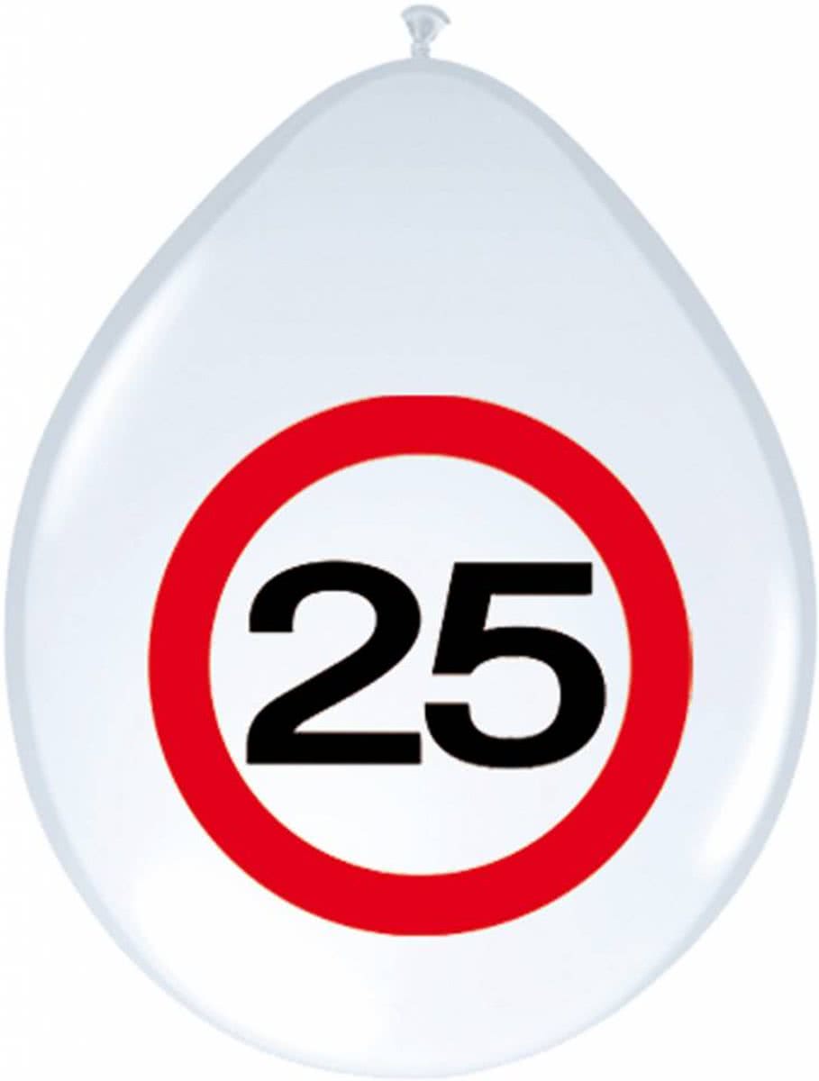 Ballonnen 25 Jaar Verkeersbord 30cm 8 stuks