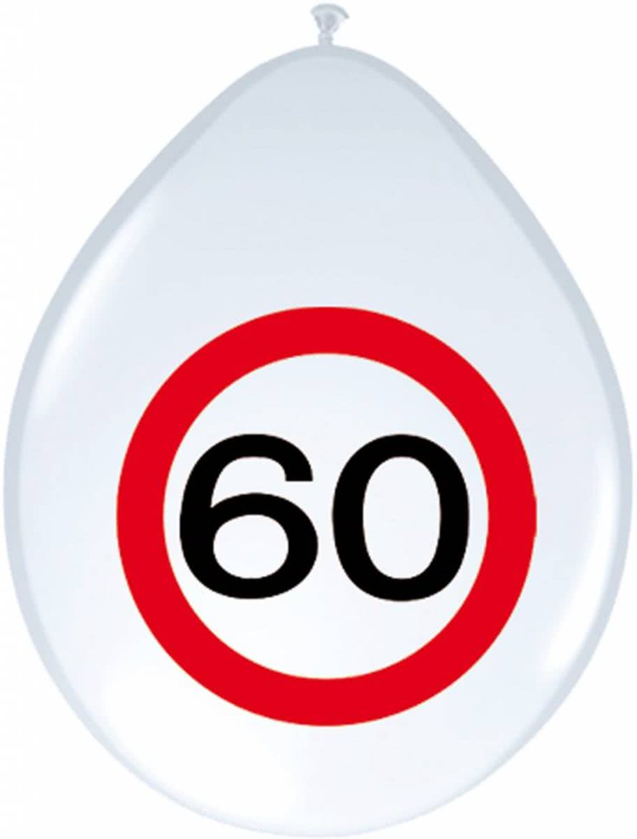 Ballonnen 60 Jaar Verkeersbord 30cm 8 stuks