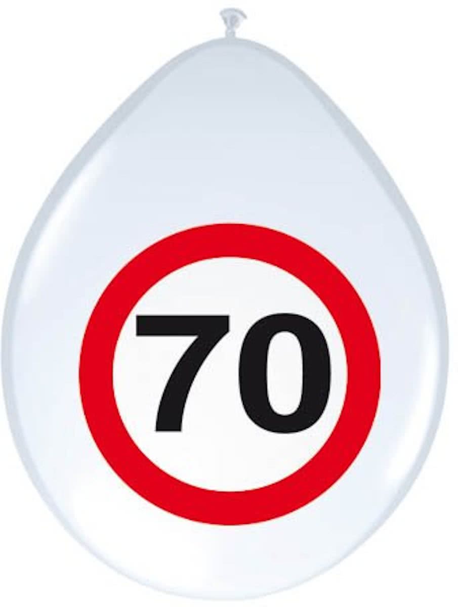 Ballonnen 70 Jaar Verkeersbord 30cm 8 stuks