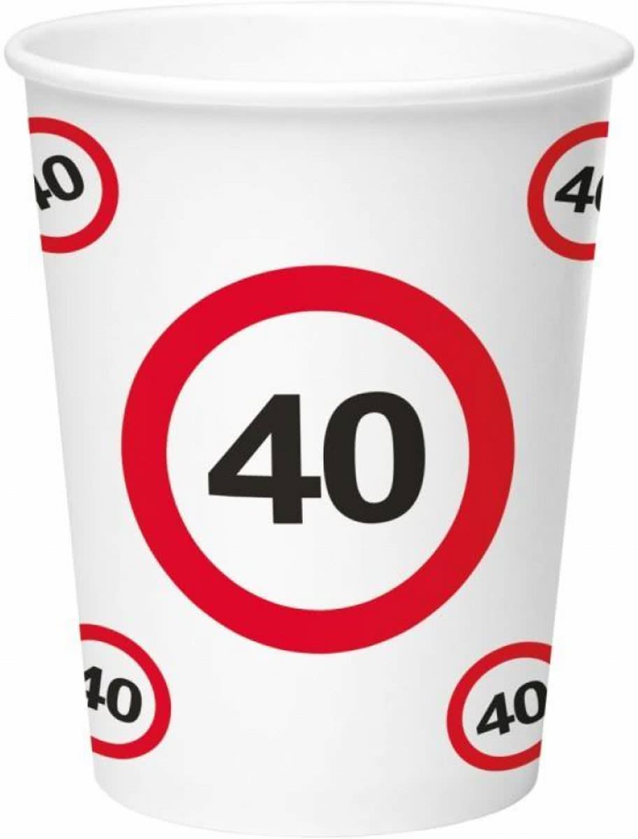 Bekers 40 Jaar Verkeersbord Karton 350ml 8 stuks