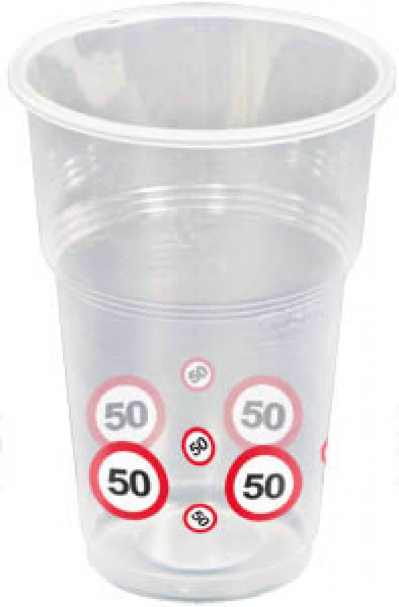 Bekers 50 Jaar Verkeersbord 350ml 8 stuks