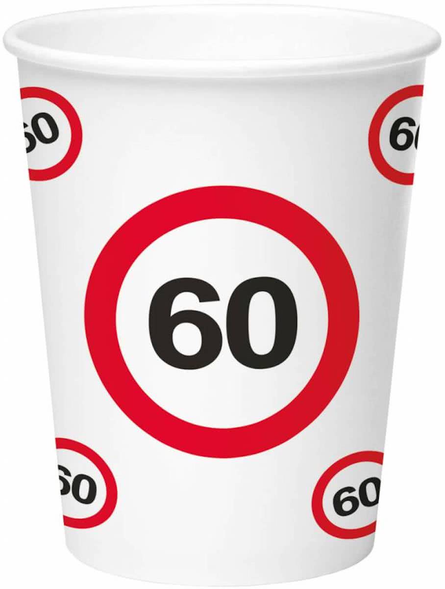 Bekers 60 Jaar Verkeersbord Karton 350ml 8 stuks