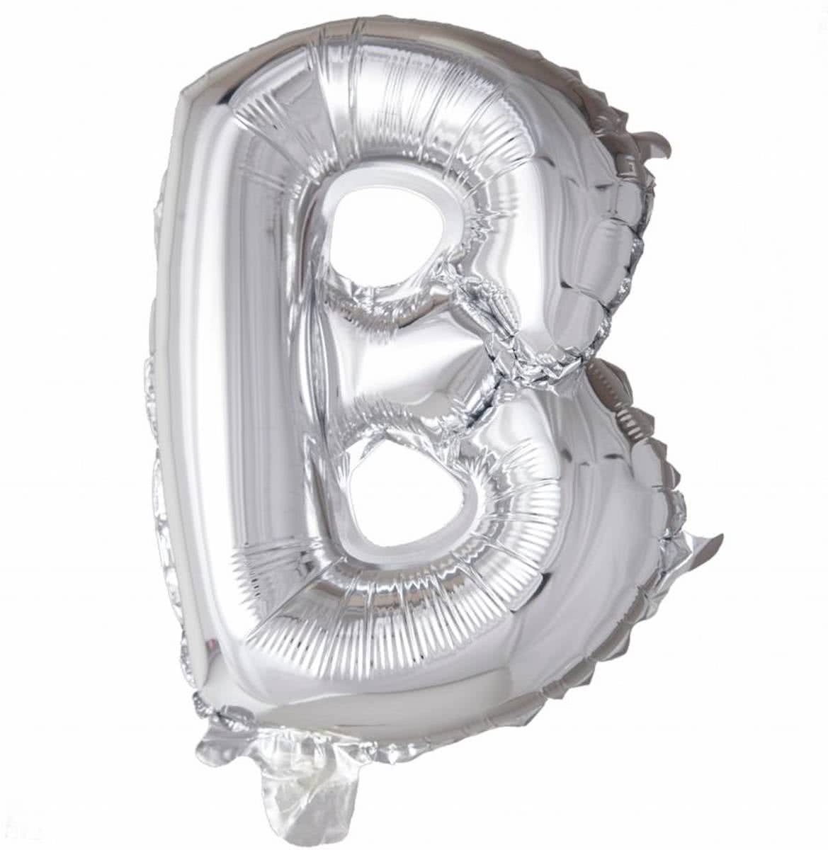 Folie Ballon Letter B Zilver XL 86cm leeg