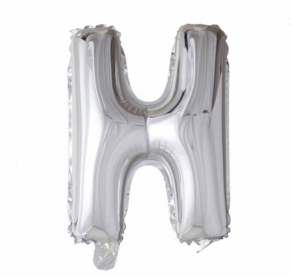 Folie Ballon Letter H Zilver XL 86cm leeg