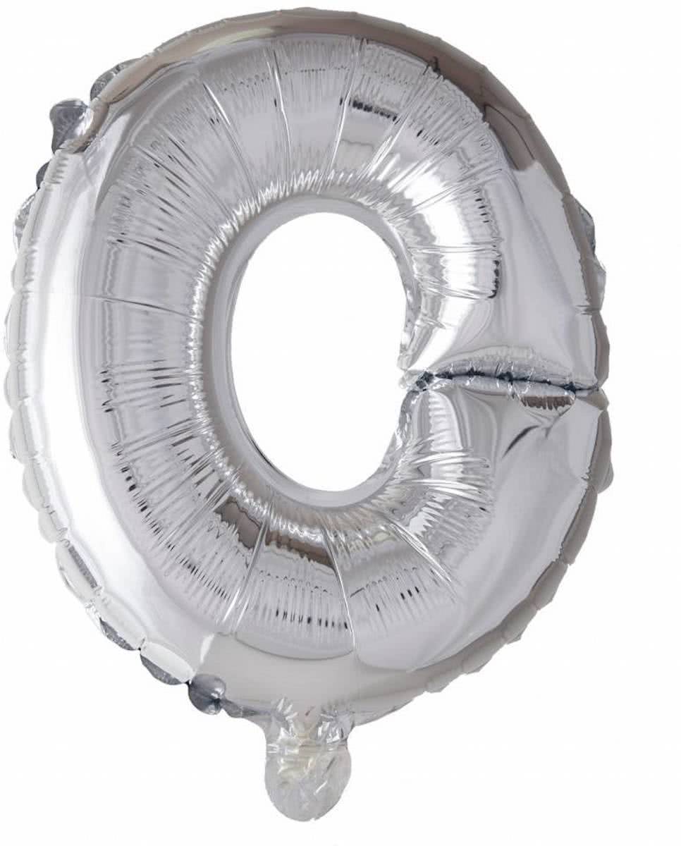 Folie Ballon Letter O Zilver 41cm met rietje