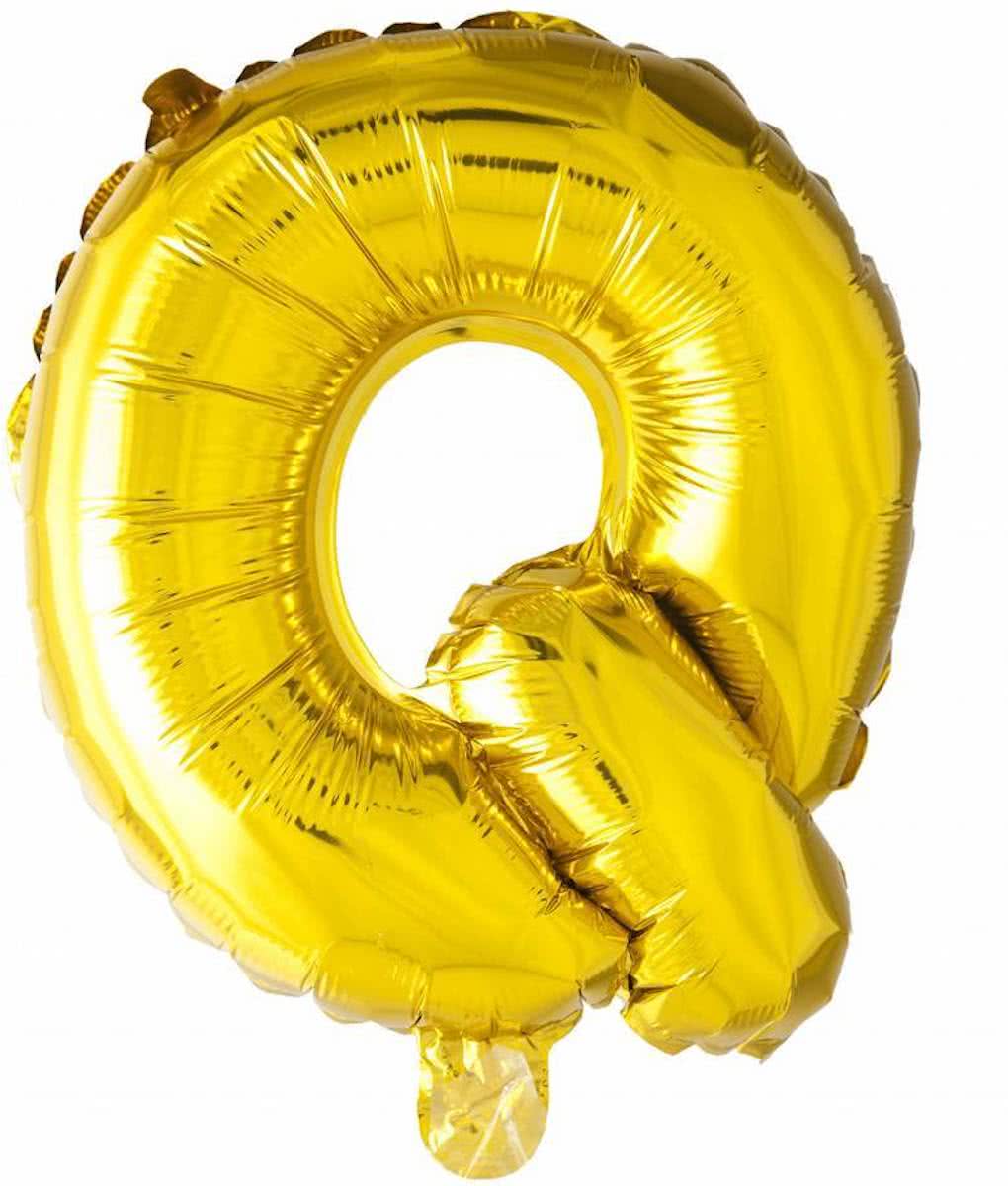 Folie Ballon Letter Q Goud 41cm met rietje