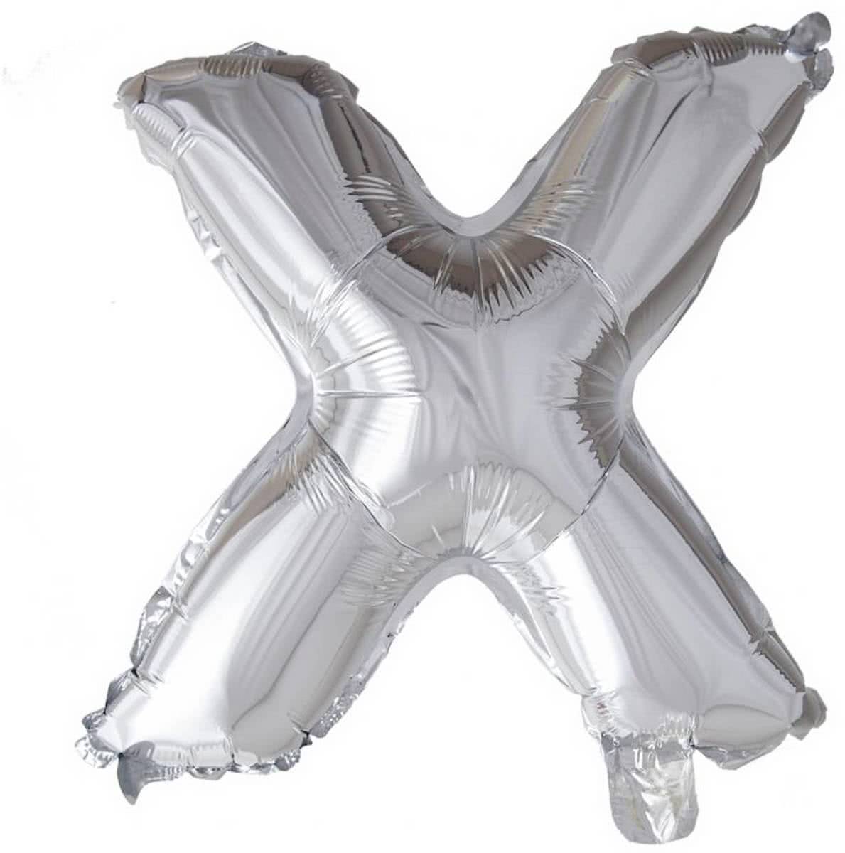 Folie Ballon Letter X Zilver XL 86cm leeg