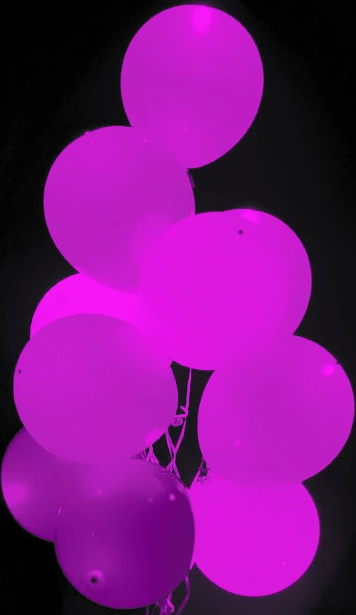 Fuchsia Led Ballonnen met schakelaar 30cm 4 stuks