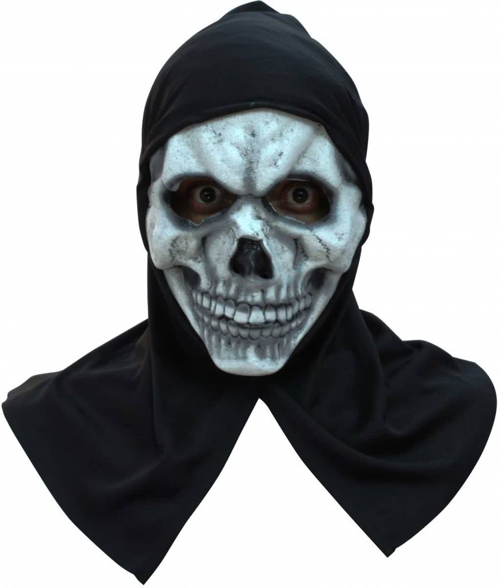 Halloween Masker Schedel met capuchon Deluxe volledig