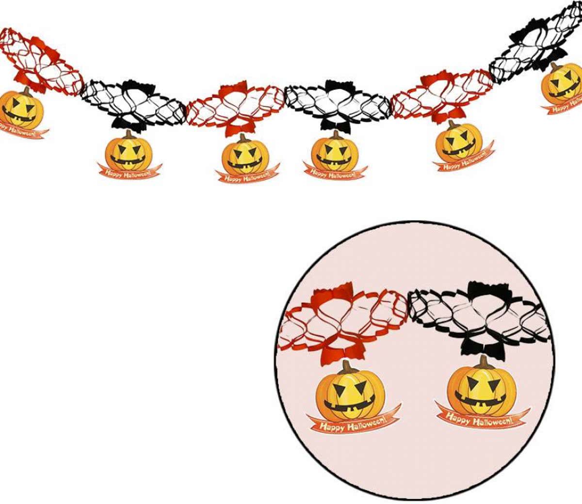 Halloween Slinger Pompoen Deluxe met onderhangers 2 meter