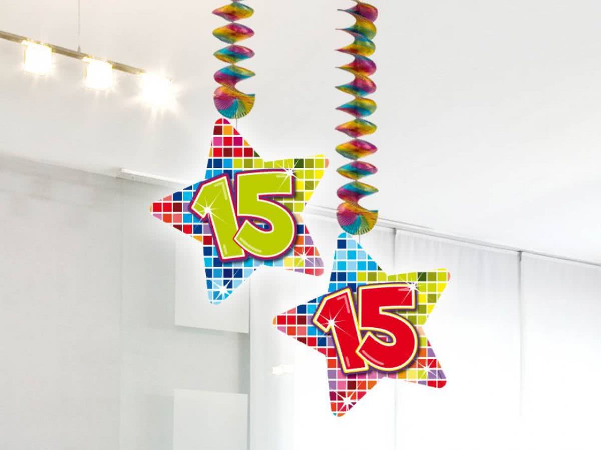 Hangdecoratie 15 Jaar 75cm 2 stuks