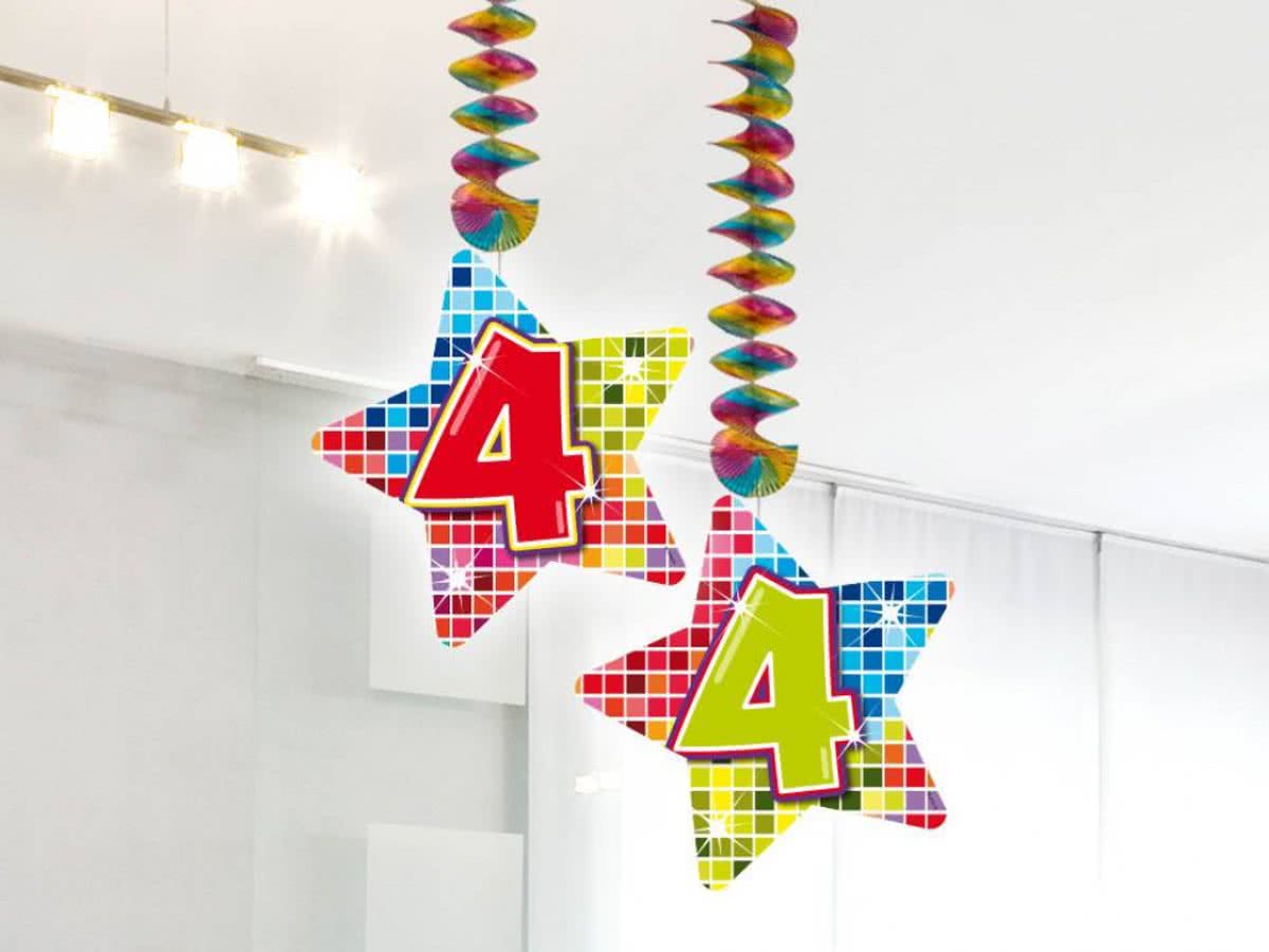 Hangdecoratie 4 Jaar 75cm 2 stuks