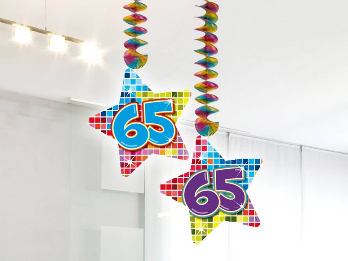 Hangdecoratie 65 Jaar 75cm 2 stuks