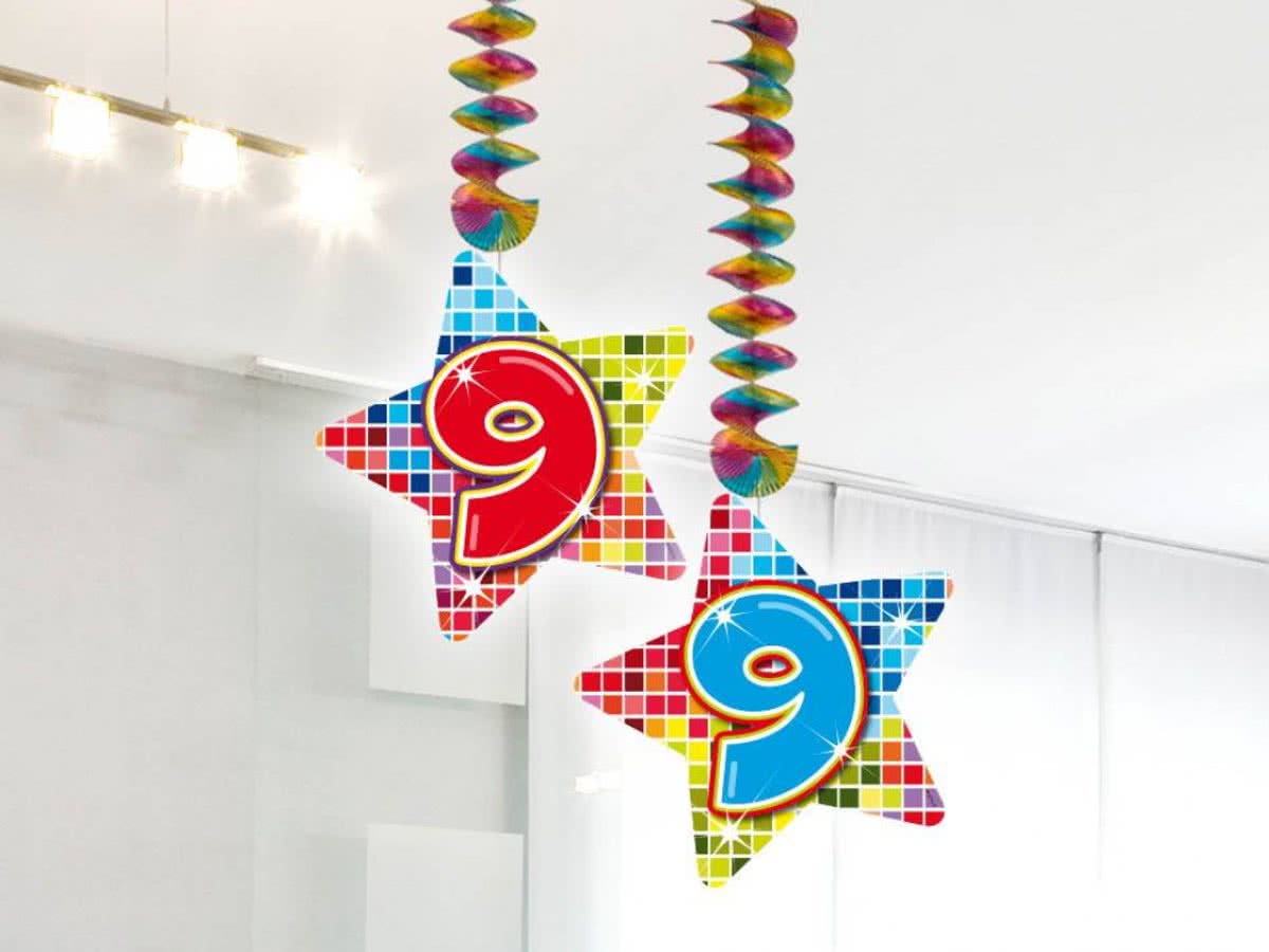 Hangdecoratie 9 Jaar 75cm 2 stuks