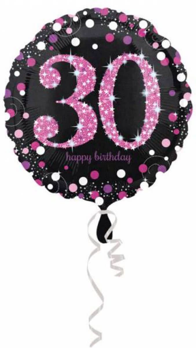 Helium Ballon 30 Jaar Roze 43cm leeg