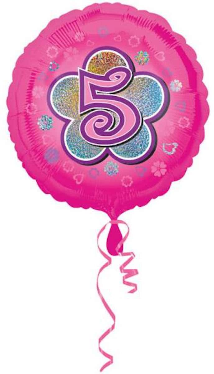 Helium Ballon 5 Jaar Roze 43cm leeg