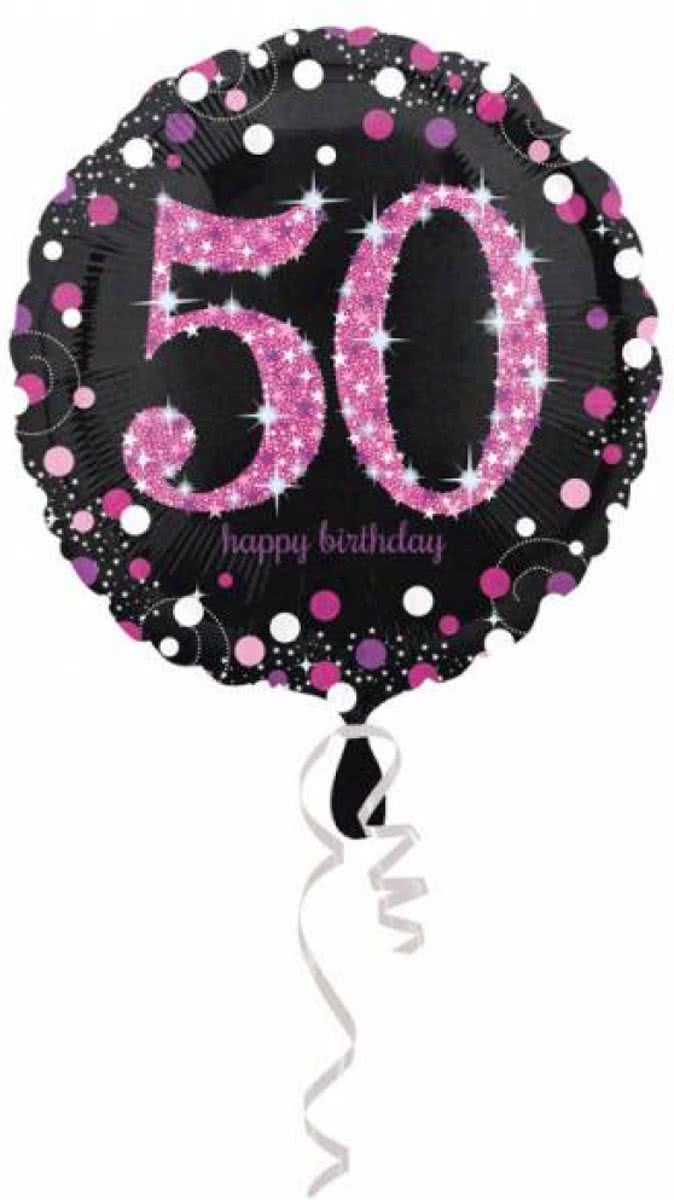 Helium Ballon 50 Jaar Roze 43cm leeg