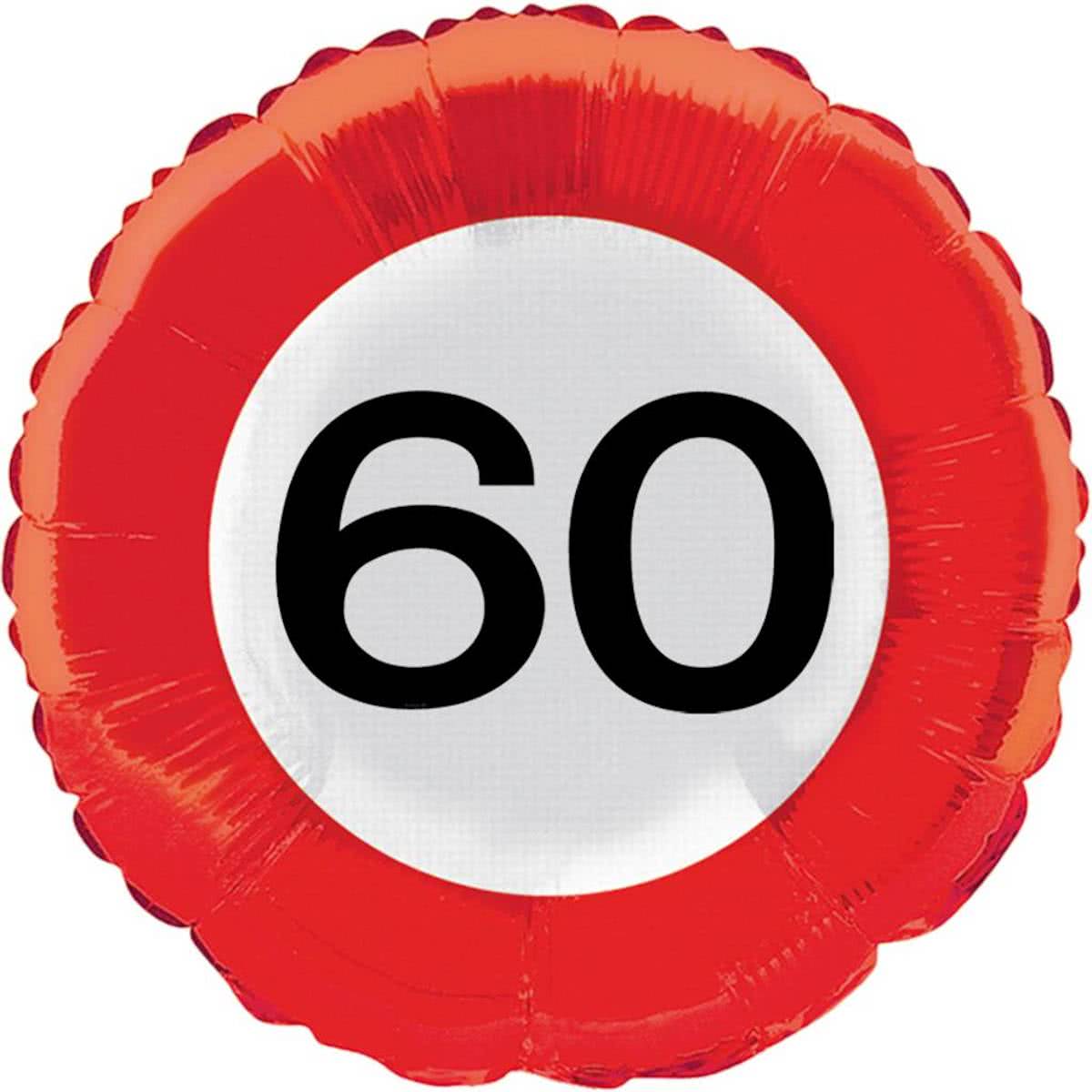 Helium Ballon 60 Jaar Verkeersbord 43cm leeg