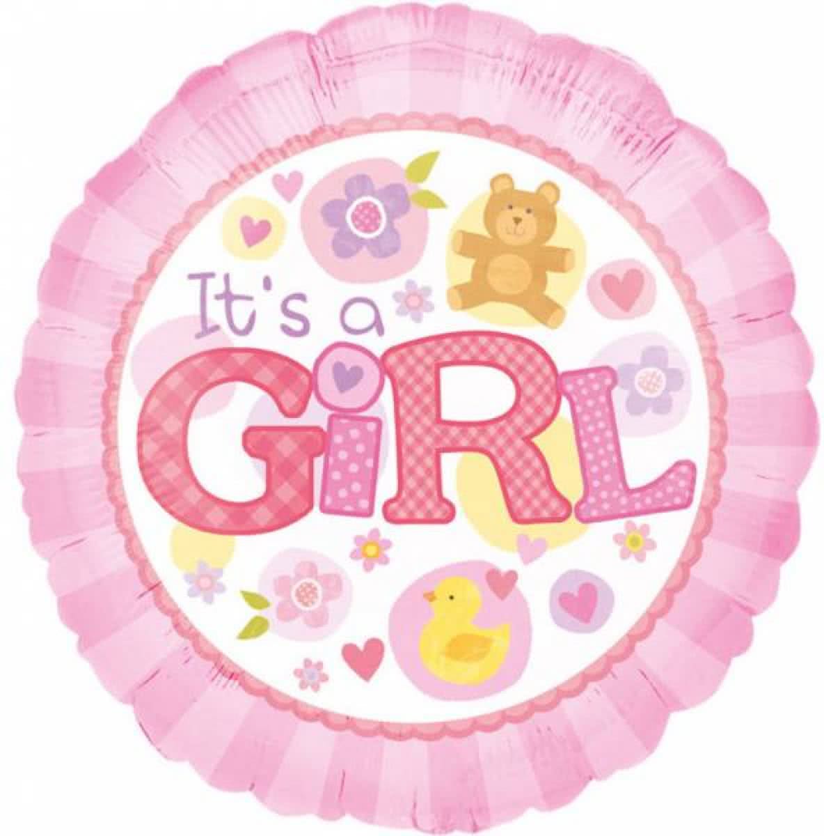 Helium Ballon Geboorte Meisje Its a Girl 43cm leeg