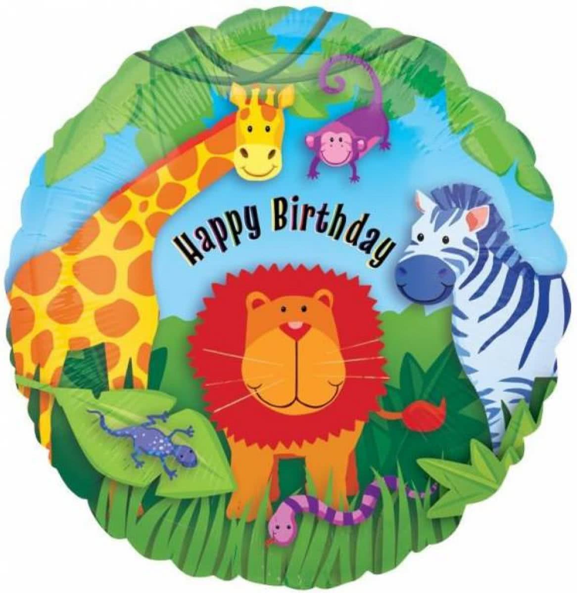 Helium Ballon Happy Birthday Dieren 43cm leeg