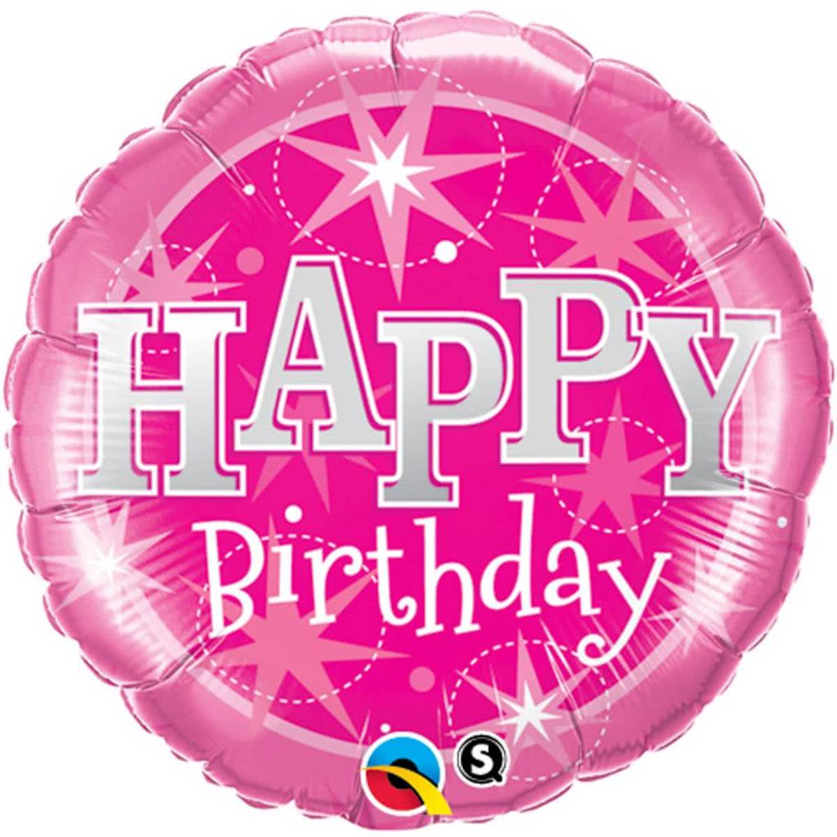 Helium Ballon Happy Birthday Roze - leeg