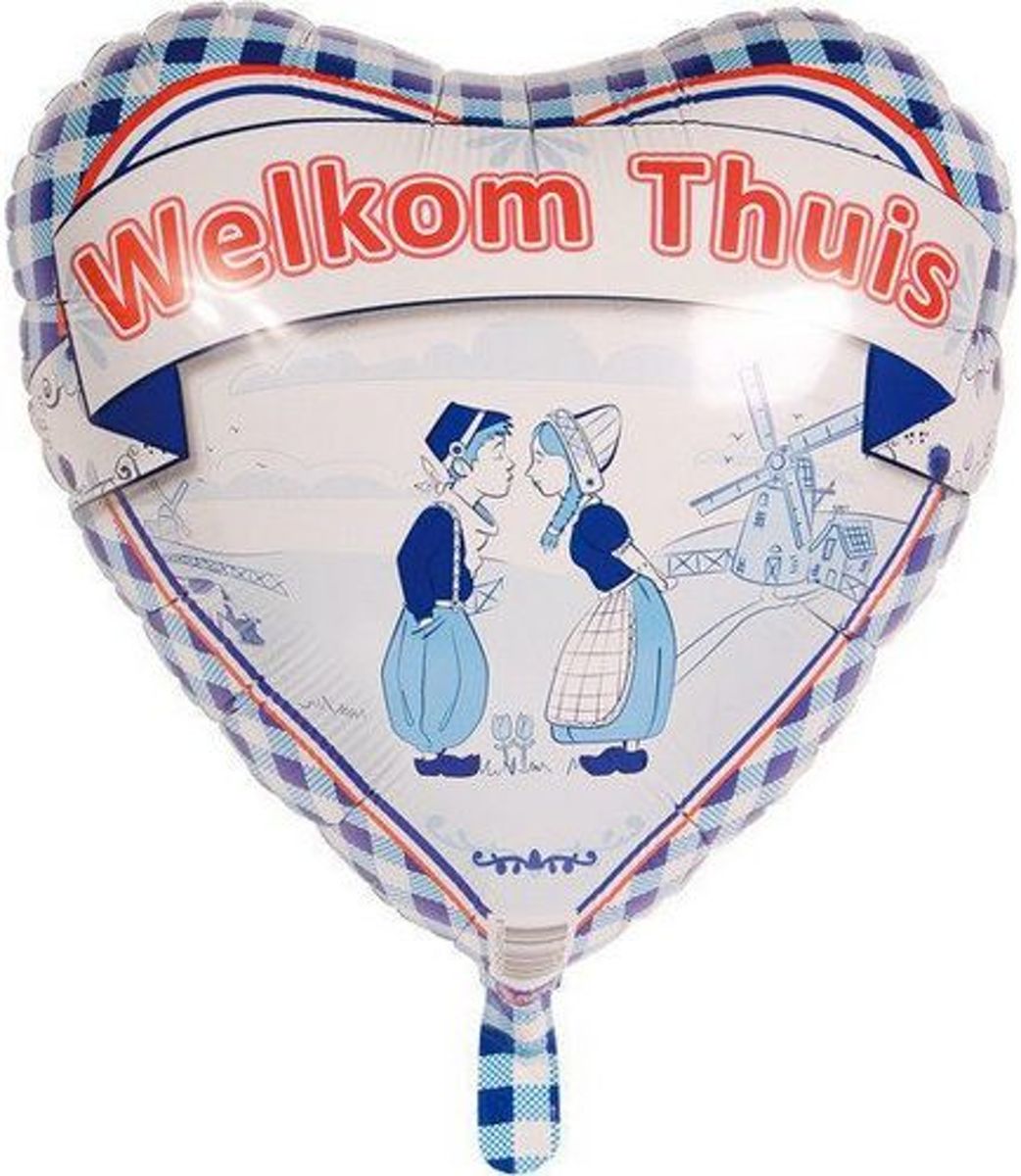 Helium Ballon Welkom Thuis Delfts Blauw 45cm leeg