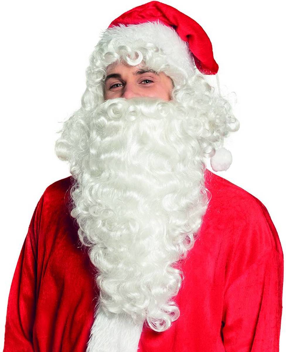 Kerstman Baard en Pruik Wit Deluxe