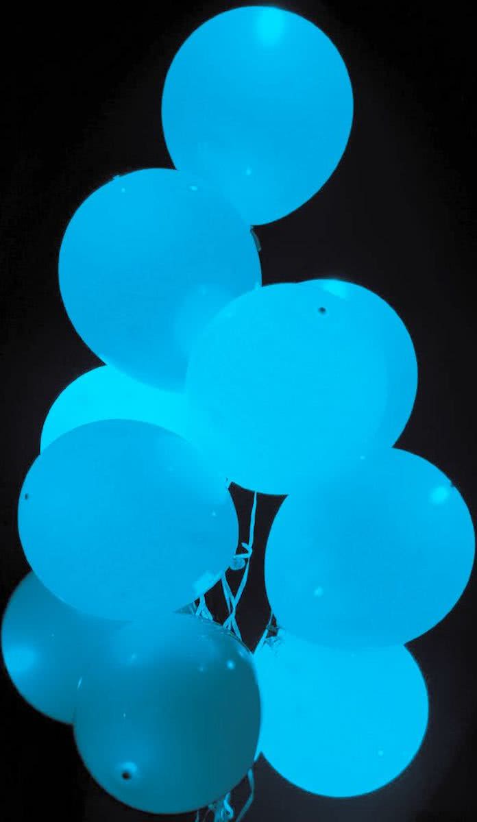 Lichtblauwe Led Ballonnen met schakelaar 30cm 4 stuks