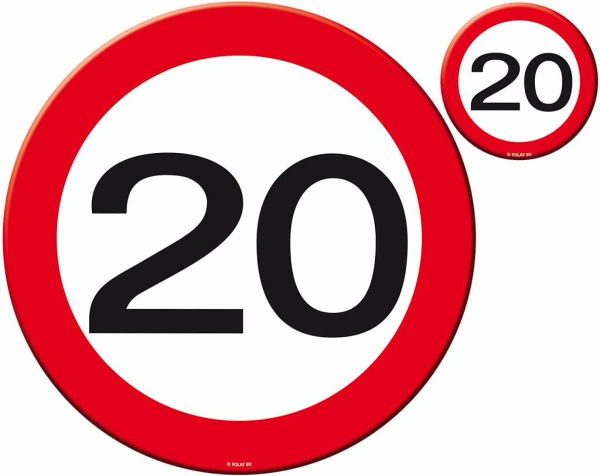 Placemats en Onderzetters 20 Jaar Verkeersbord 4 stuks