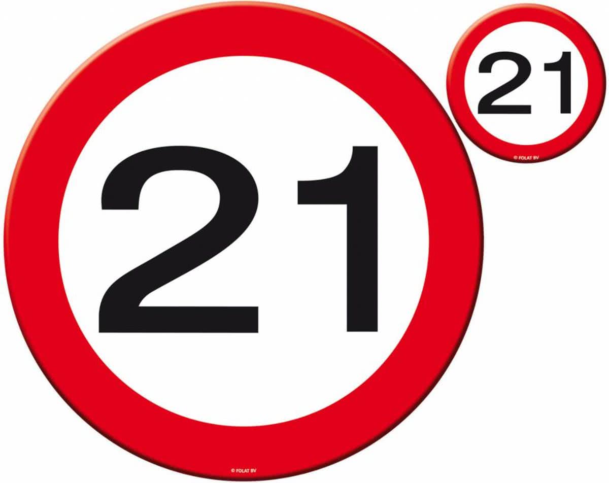 Placemats en Onderzetters 21 Jaar Verkeersbord 4 stuks