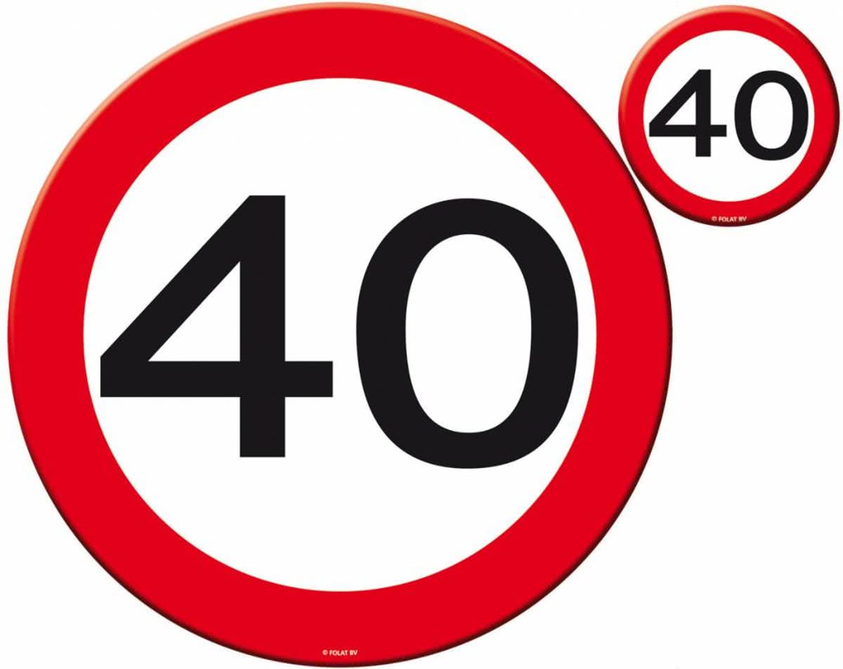 Placemats en Onderzetters 40 Jaar Verkeersbord 4 stuks