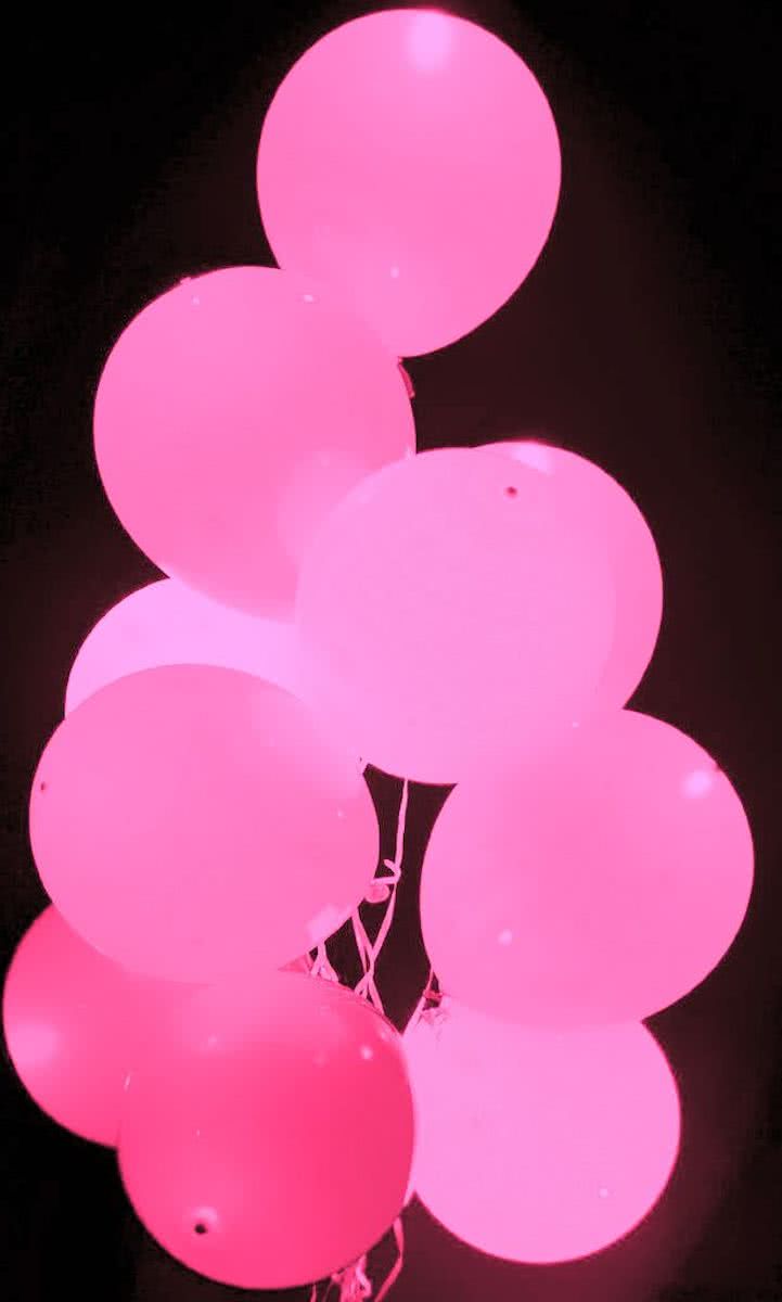 Roze Led Ballonnen Metallic met schakelaar 30cm 4 stuks