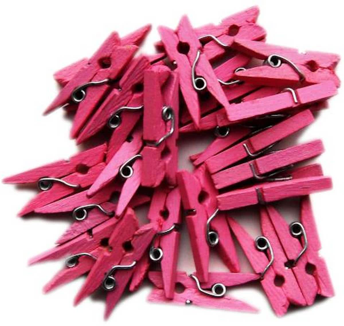 Roze Mini Wasknijpers 20 stuks