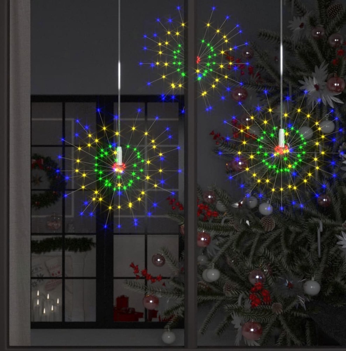 10 st Kerstverlichting vuurwerk 1400 LEDs 20 cm meerkleurig