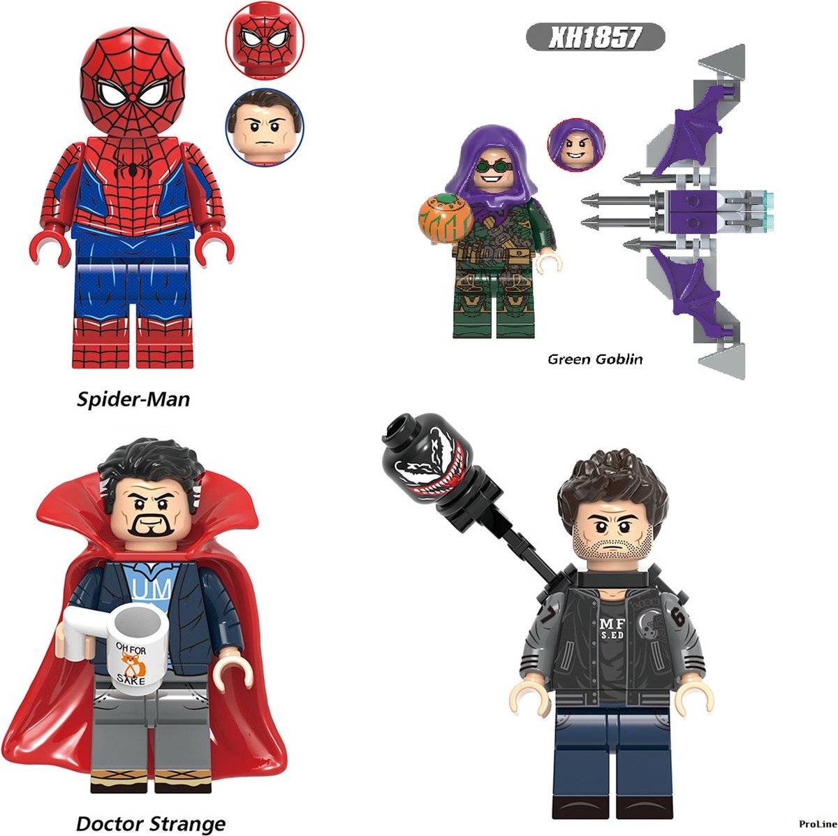 Lego Superhelden - Mini figuren Set 4 stuks - Spiderman - Green Goblin - Dr Strange - Eddie Brock