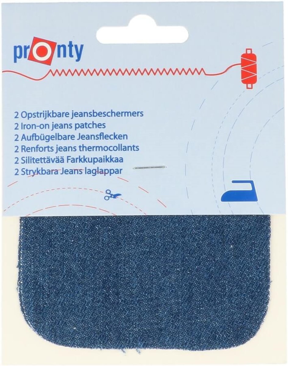 Pronty kniestukken 2 stuks kleur licht blauw jeans opstrijkbaar  9 x 10 cm