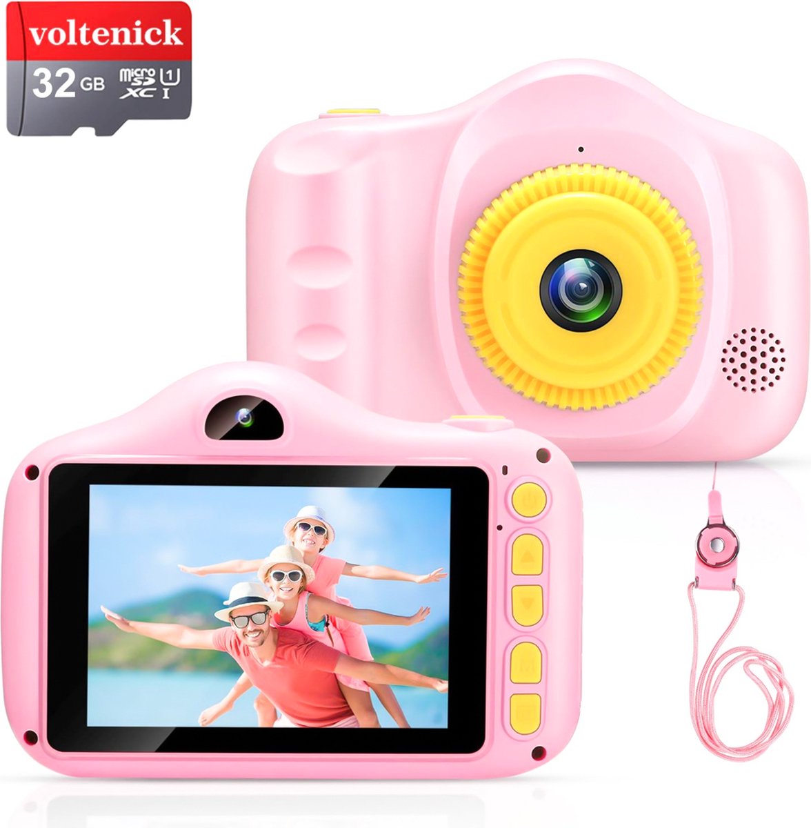 Prograce Camera voor kinderen - Digitale camera - 3,5 inch - Dubbele lens – Roze – Fototoestel voor kinderen – Inclusief 32GB SD Kaart