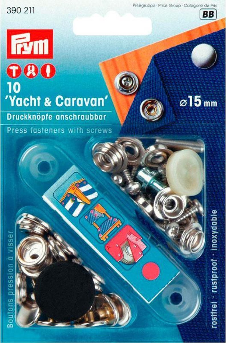 Afdekzeilwinkel - 10x Drukknopen schroefbaar   15mm Yacht en caravan