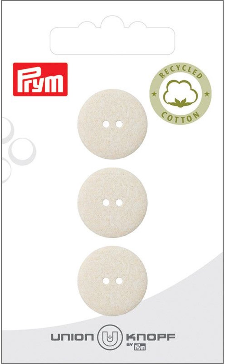 Cotton-poly recycled 2 gaatjes 18mm crème 3st